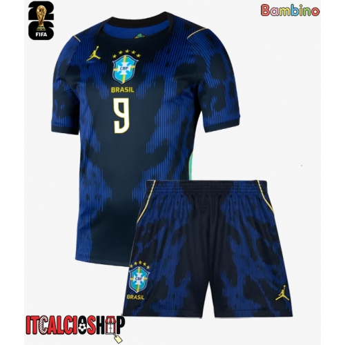 Brasile Matheus Cunha #9 Seconda Maglia Bambino Mondiali 2026 Manica Corta (+ Pantaloni corti)